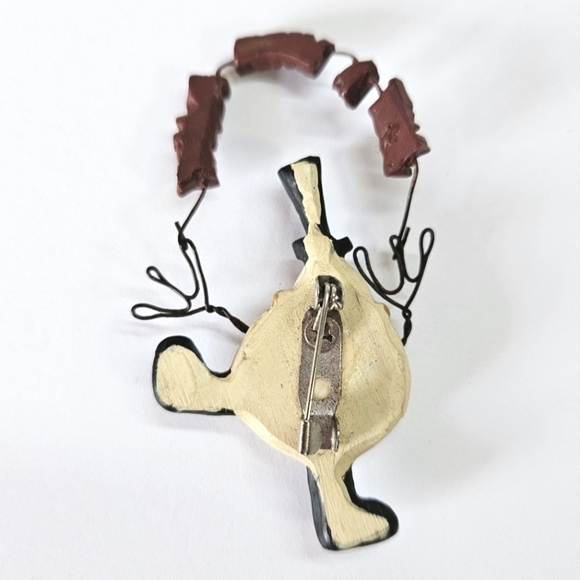 VINTAGE Suzi Just a Little Flakey Snowman Clay Brooch Pin - Picture 2 of 5